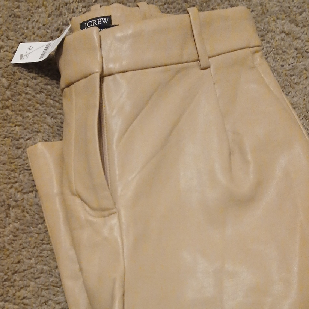 J. Crew Tan Leather Trousers